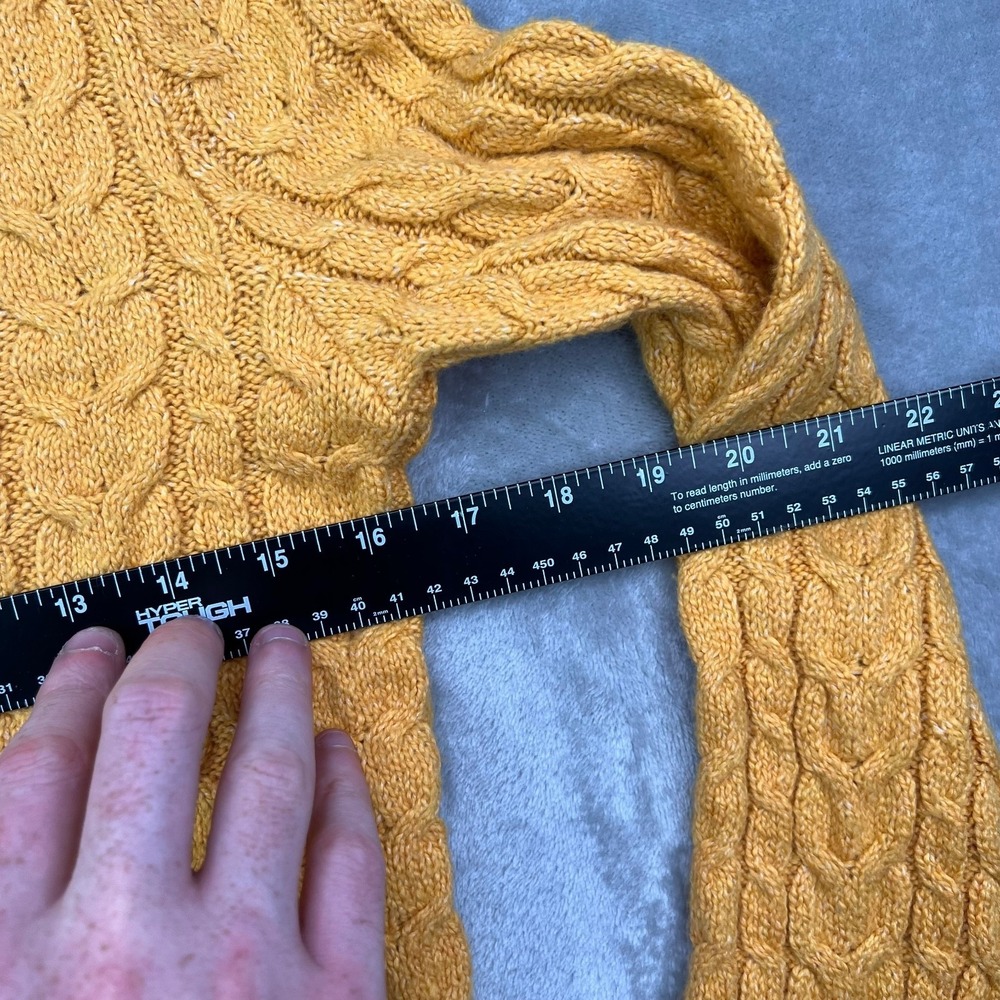 American Eagle AE Fisherman Crew Neck Sweater‎ Womens Medium Yellow Cable Knit - Picture 7 of 10